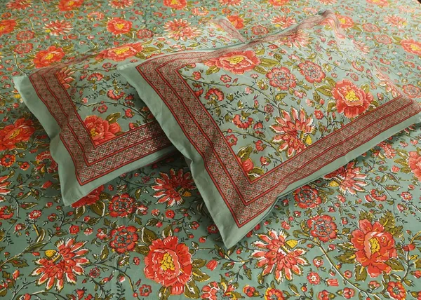 Orange_Cotton_Royal_Blossom_Empire_Double_Bedsheet_With_Pillow_Cover_108_X_108_Cm